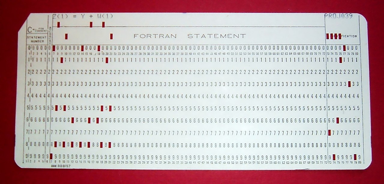 перфокарта с код на FORTRAN